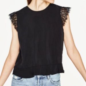Zara Lace Shoulder Peplum Top